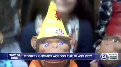 Mysterious monkey gnomes pop up across Toledo