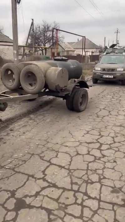 A ‘Mad Max’ Ukrainian convoy before heading to the frontline