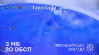 Drone footage of the Ukrainian Presidential Brigade &quot;Hetman Bohdan Khmelnytskyi&quot; repelling a large Russian armored assault in the direction of the so-called Vremivskyi ledge, trying to bypass large fortified areas of the AFU.