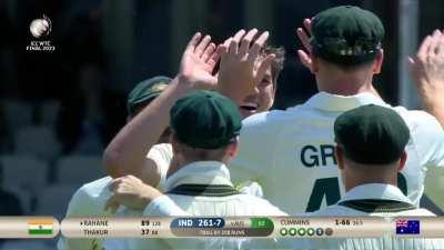 'That's a catch for the ages!' Cameron Green takes stunning catch to dismiss Ajinkya Rahane.INDIA VS AUSTRALIA. World Test Championship final 2023