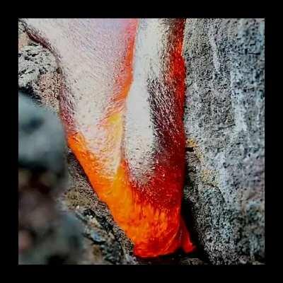 Lava flowing to fill cracks