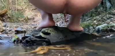 Shitting in a stream 