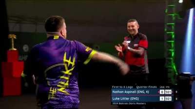 16 Year Old Luke Littler starts the darts match with a perfect 9 darter!!!