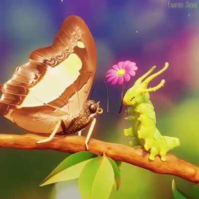 Caterpillar and Butterfly Art | Blender Eevee