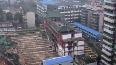 This is 5,000 ton building in Central China that was moved successfully despite being 64 years old.