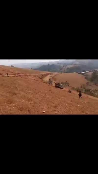 Oromo Liberation Army Fighters ambushing two trucks carrying Ethiopian Defense Forces in the town of Haritu 35 miles from the capital Addis Ababa.