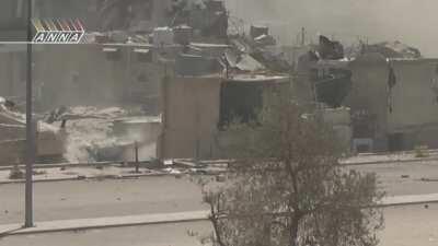 SAA T-72 is ambushed by opposition anti-tank teams from multiple angles while operating in Jobar, Damascus - 8/21/2013