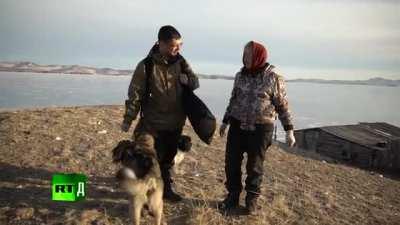 In her 80s, Lyubov Morekhodova still skates. The woman lives on the Baikal shoreline amid a climate of unrelenting cold and strong winds. Lyubov chops wood, keeps cows and carries buckets of water from an ice hole, and doesn’t want to live anywhere else.