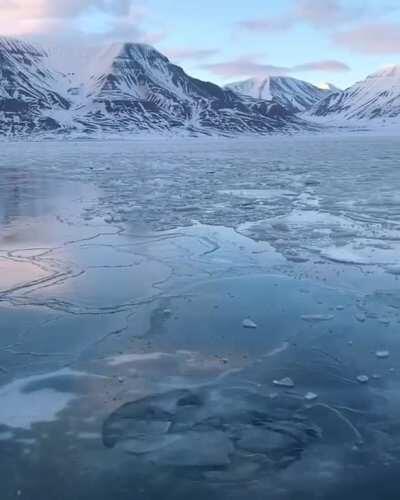 Who would be brave enough to jump into this freezing cold lake located in Norway! :)