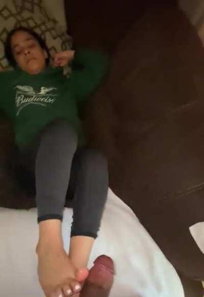 Petite Latina soles playing with my dick. DM to purchase full vid