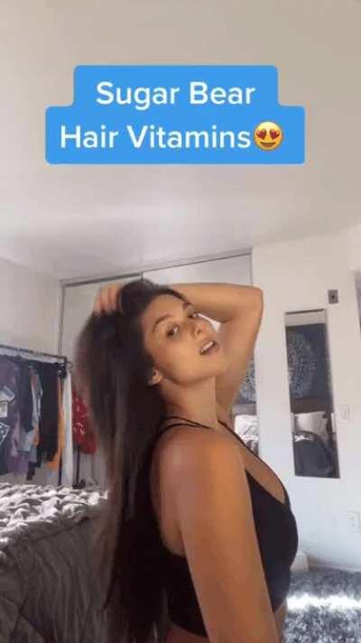 GIF from her newest TikTok promo for hair vitamins. Enjoy 😊