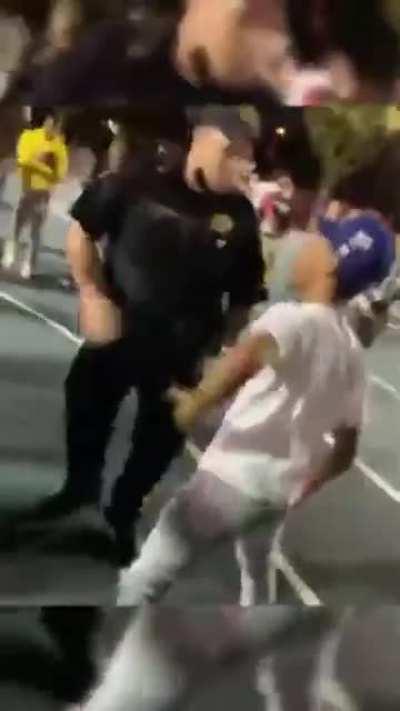 Cop was ready to show off dace moves .