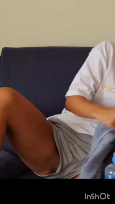 I dream of being on that couch, full hard on and just slide those shorts aside