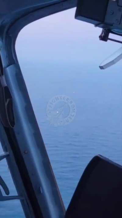 Ukrainian Unmanned Surface Vehicle payload detonated by gunfire from a helicopter in the Black Sea