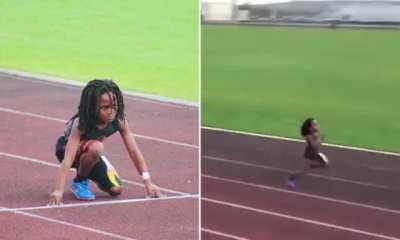 Boy, 7, leaves track competitors in the dust as he sprints 100M in 13.48 seconds