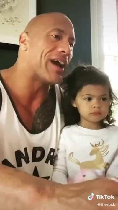 The Rock dying inside, because his daughter still doesn't believe him.