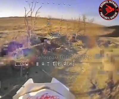 Ukrainian drone attacks russian soldier while he's pleasuring himself in a trench