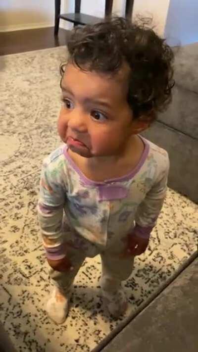 Little girl reacts to her father saying No