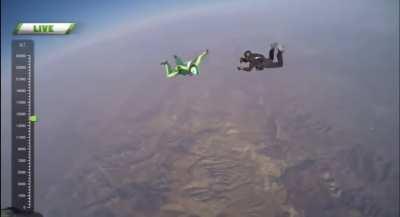 Jumping out of an airplane without a parachute to be caught by a safety net 25000 feet below