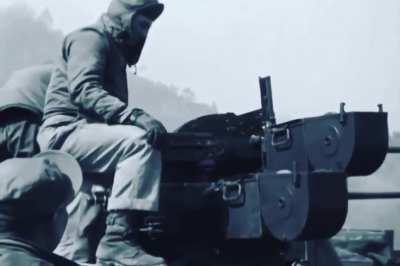 A pair of American M16 Multiple Gun Motor Carriages firing at North Korean / Chinese position’s during the Korean War (March 1951)