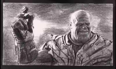 Thanos vs Iron Man flipbook by DP ART DRAWING, made over 1400 drawings for the whole flipbook. A-ha's Take on Me edited over it by me.