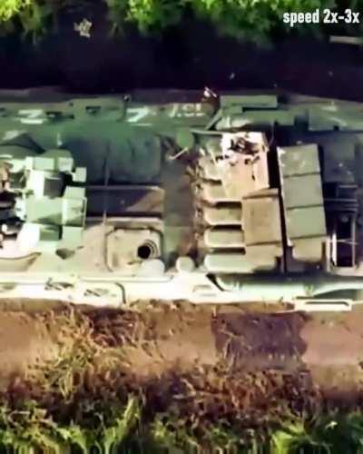 Russian BTR-82A Hit By Commercial Drones Armed With Improvised Munitions