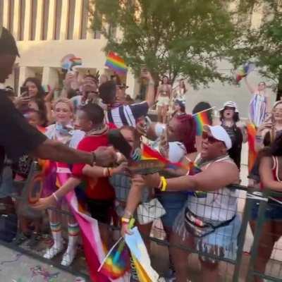 Dennis Rodman showed up at Pride today, he can still rock a skirt and pull ya mother!