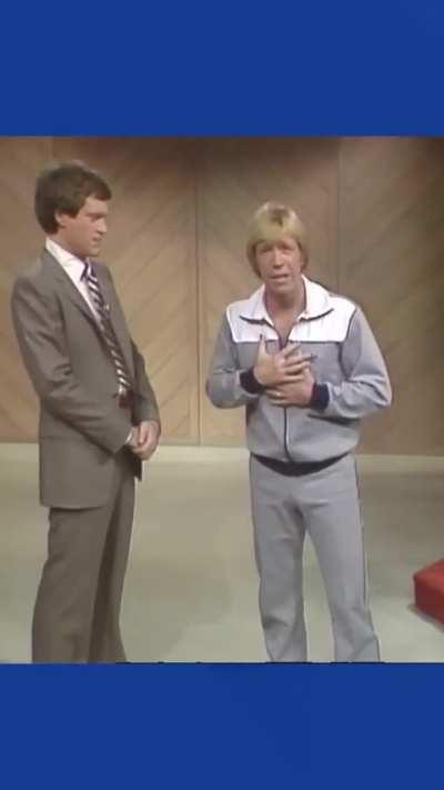 Chuck Norris demonstrating stage fighting techniques on David Letterman, August 1980