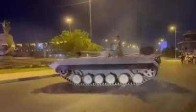 BMP-1 making some donuts in Iraq