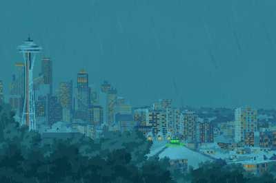 made some pixel art of Seattle in the rain