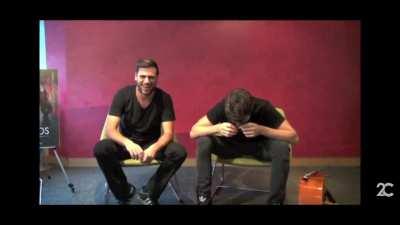 2Cellos trying to film a video for Japanese fans