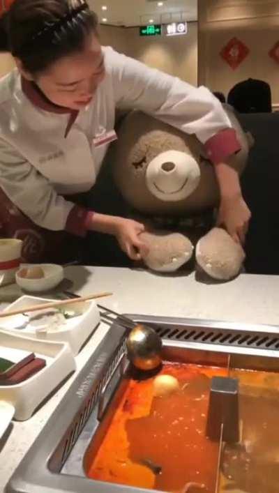 This restaurant puts a teddy bear on your table if you're dining alone.