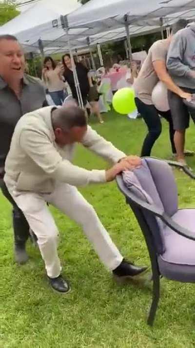 Funny balloon popping at baby shower!