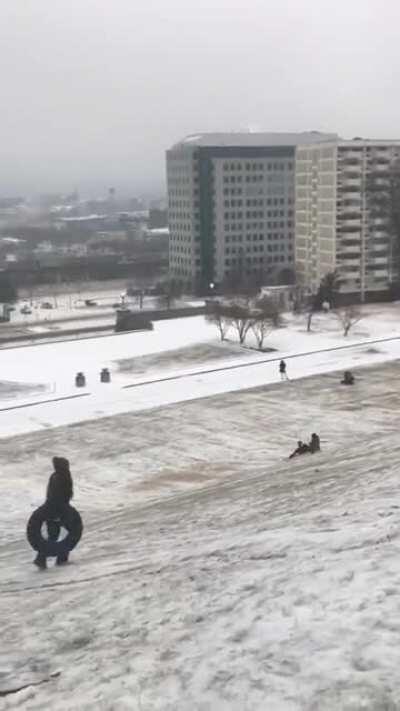 Sledding at the TN State Capitol