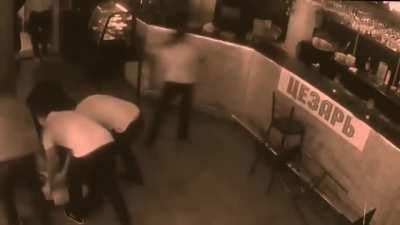 A guy tries to harass a waitress and she shuts it down.