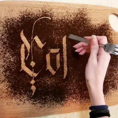 Calligraphy on coffee