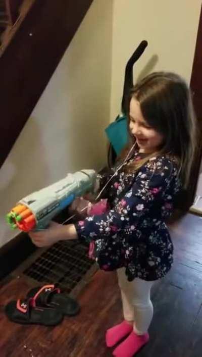 Child plays Russian Roulette with a nerf gun to remove a tooth