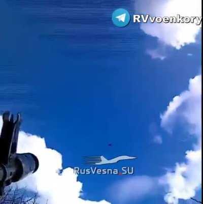 Gun cam footage of a FPV drone being shot down at close range