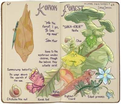 [BOTW] [OC] I made a field guide about the Korok Forest (but it’s magical!)