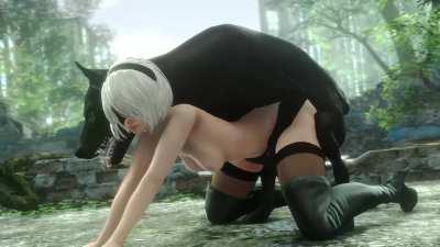 2b and her dog. This is how it should be.