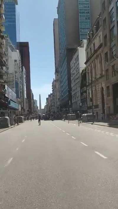 Streets in Argentina going from immaculate silence to chaos and joy yesterday when Argentina scored the last penalty to win the world cup