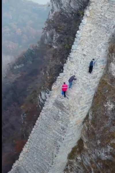 A steep segment of the Great Wall of China