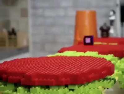 A long LEGO hamburger