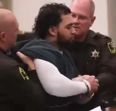 Elis Nelson Ortiz-Nieves reaction in court. He was found guilty of killing a four-year-old boy. He was sentenced to life in prison.