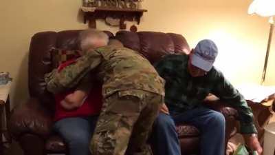 A soldier coming home to his Grandparents