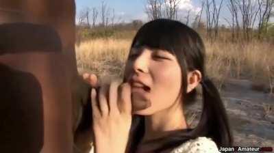 Japanese Girl Tasting A BBC Outdoors In Africa Before Getting Fisted (Decensored)