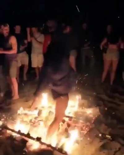 WCGW leaping over the fire pit...?