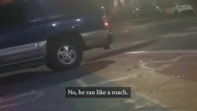 Seattle cop driving an unmarked car on the sidewalk and calling protesters cockroaches