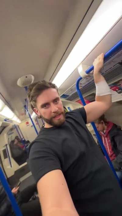 Imagine trying to get home from work and a fully grown adult starts doing this on your busy tube carriage…