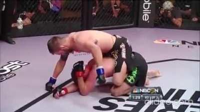 In one of his WSOF fights, former NCAA Division I All-American Wrestler Justin Gaethje gets taken down, controlled, and ground and pounded by his opponent for three minutes straight till the end of the round. Gaethje will face Khabib Nurmagomedov in the u